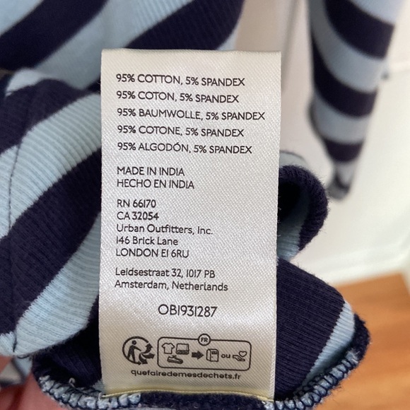 NWT Anthropologie Maeve Front-Zip Scoop-Neck Top Blue Striped Women’s Size Small - Picture 11 of 13